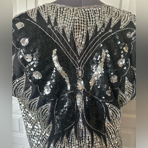 Vintage sequins 100% pure silk top - Picture 6 of 12